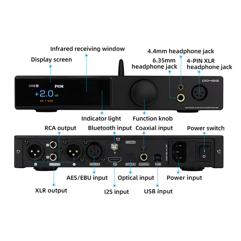 SMSL DO400 Fully Balanced Audio Decoder & Headphone  Amplifier ES9039MSPRO DAC
